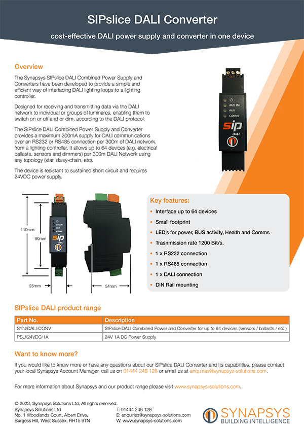 Synapsys SIPslice DALI Converter_2024